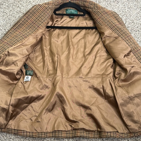 Lauren Ralph Lauren lamb wool houndstooth plaid zip up riding jacket si… - Picture 9 of 10